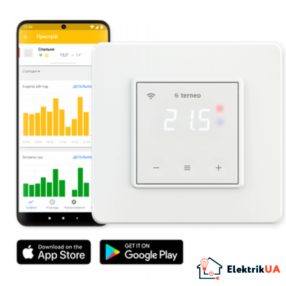 Терморегулятор Terneo SX Білий WiFi сенсорний